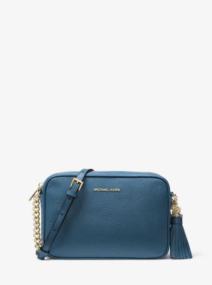 michael kors blue and brown bag