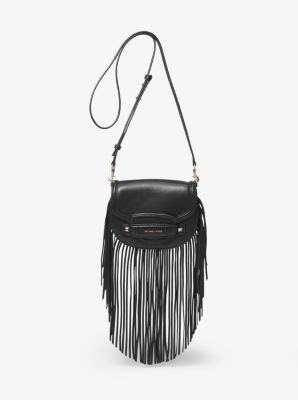 Cary Small Fringed Leather Saddle Bag Michael Kors