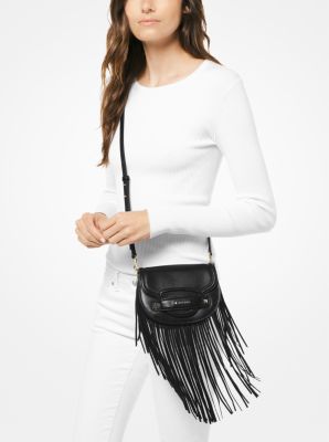 Cary small fringed 2024 leather saddle bag