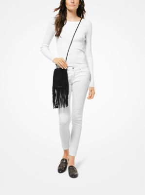 Cary Fringed Suede Smartphone Crossbody Bag