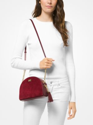 Ginny Suede Half Moon Crossbody Bag Michael Kors