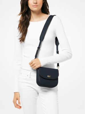 Michael kors whipstitched on sale leather saddle bag