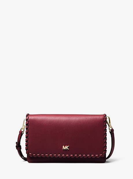 Whipstitched Leather Convertible Crossbody - OXBLOOD - 32F8GF5C9O