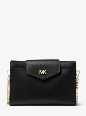 Michael kors large on sale crossgrain leather crossbody clutch