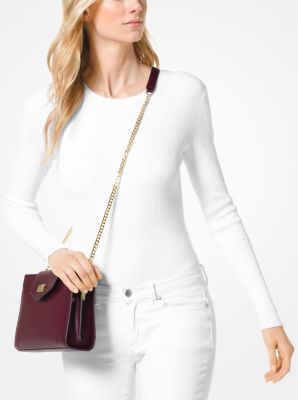 Grand sac &agrave; bandouli&egrave;re convertible en cuir &agrave; grain crois&eacute;