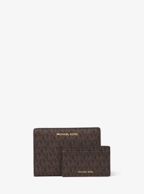 Large logo slim store wallet michael kors