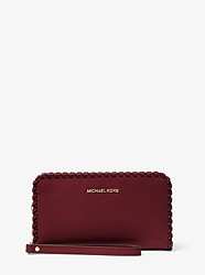 Whipstitched Leather Smartphone Wristlet - OXBLOOD - 32F8GFDE9O