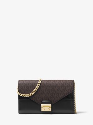 Michael kors sloan logo shop and leather chain wallet