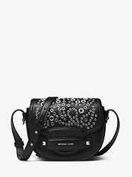 Cary Small Grommeted Leather Saddle Bag - BLACK - 32F8S0CC1Y