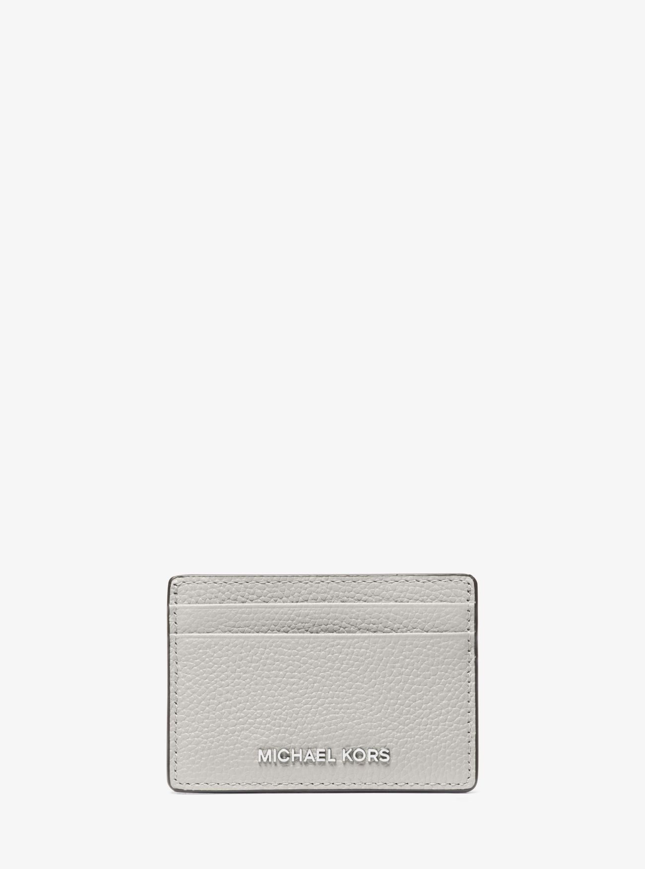 MK Pebbled Leather Card Case - Grey - Michael Kors