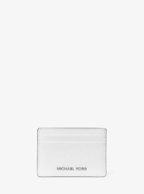 Michaelkors Pebbled Leather Card Case,OPTIC WHITE