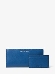 Large Crossgrain Leather Slim Wallet - GRECIAN BLUE - 32F8SF6D3T