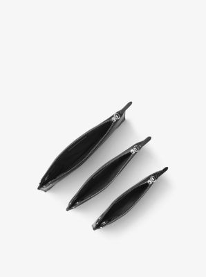 Two-Tone Leather Pouch Trio in CHARCL MULTI | Michael Kors