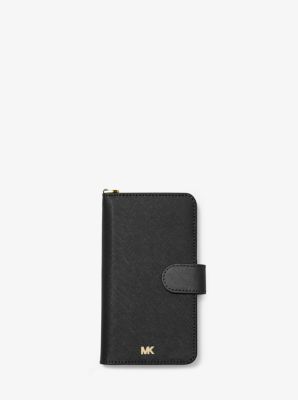 saffiano leather folio phone case for iphone x
