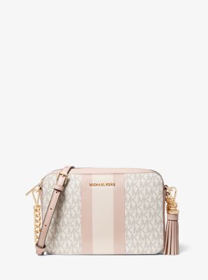 Michael Kors Ginny Medium Logo Stripe Crossbody Bag In Pink