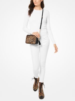 Jet Set Medium Leopard Calf Hair Camera Bag Michael Kors