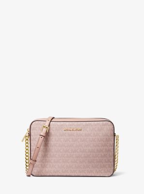 jet set large logo jacquard crossbody bag