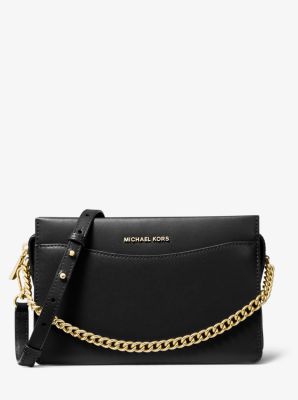 michael kors black crossbody with gold chain