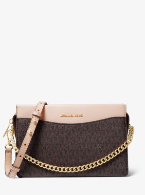 michael kors jet set travel vanilla large logo crossbody handbag