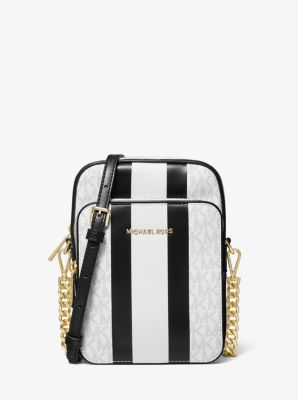 Michael kors jet set medium logo hot sale stripe crossbody bag