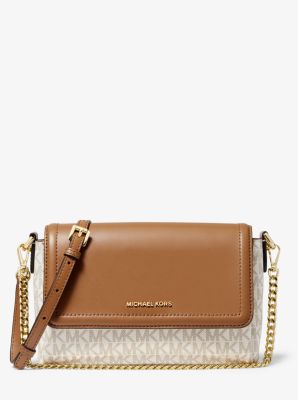 jet set large logo and leather crossbody