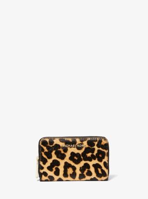 Small Leopard-Print Calf Hair Wallet 