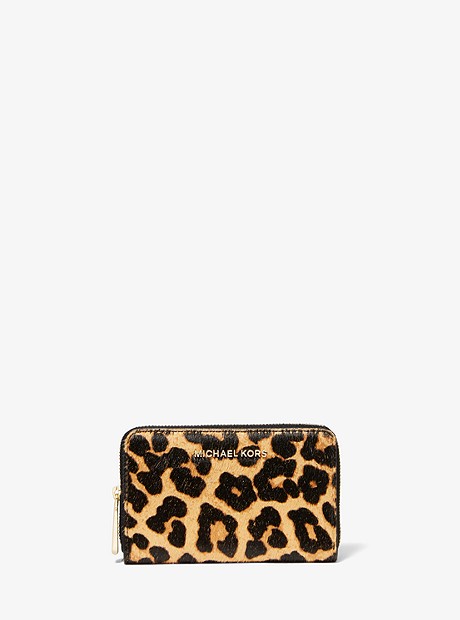 Small Leopard-Print Calf Hair Wallet - BUTTERSCOTCH - 32F9GJ6D1H