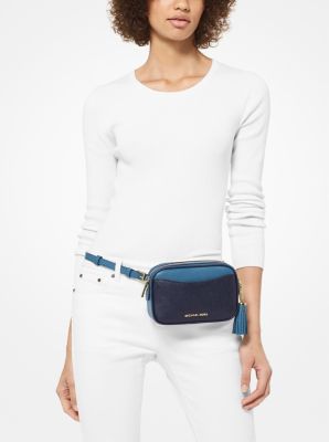 Michael Kors Women's Small Blue Pebble Leather Multi Pocket