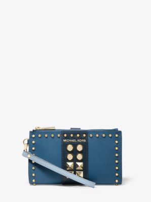 Michael Kors, Bags, Michael Kors Blue Small Tricolor Saffiano Leather  Smartphone Crossbody Bag