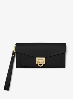 Manhattan Large Viola Leather Clutch | Michael Kors