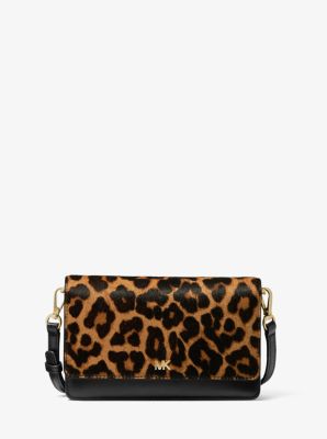 Michael Kors Jet Set Small Leopard Print Calf Hair Smartphone Convertible  Crossbody Bag