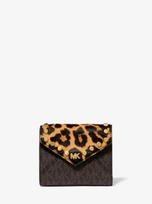 Medium Logo and Leopard Envelope Wallet Michael Kors