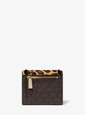 Medium Logo and Leopard Envelope Wallet Michael Kors