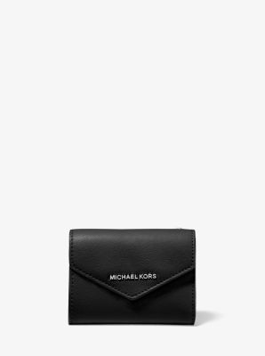 MICHAEL Michael Kors Manhattan Small Contrast-trim Leather Wallet in Black