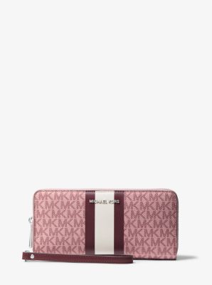 Pochette-bracelet continentale à rayures et à logo