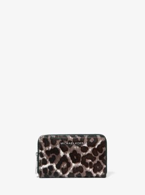 Small Leopard-Print Calf Hair Wallet 