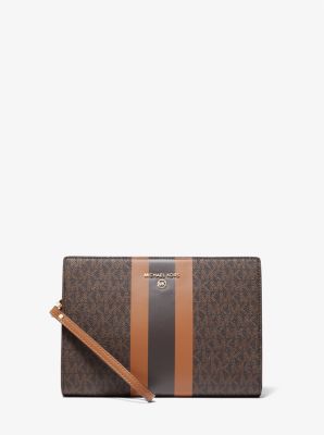 Medium Logo Stripe Zip Pouch | Michael Kors