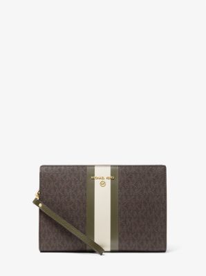 Medium Logo Stripe Zip Pouch | Michael Kors