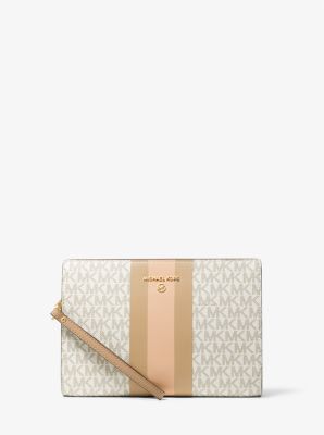 Medium Logo Stripe Zip Pouch | Michael Kors