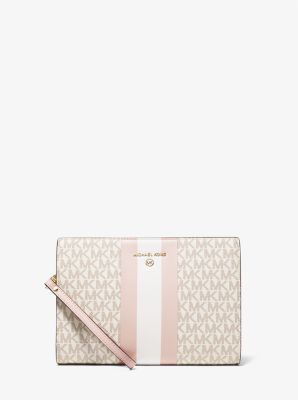 Medium Logo Stripe Zip Pouch | Michael Kors