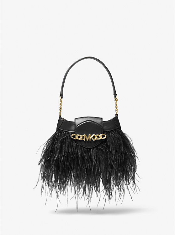 Hally Extra-Small Feather Embellished Leather Shoulder Bag