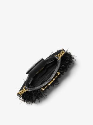 Hally Extra-Small Feather Embellished Leather Shoulder Bag