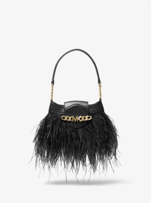 Hally Extra-Small Feather Embellished Leather Shoulder Bag | Michael Kors