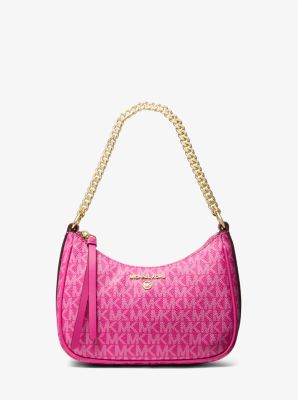 Michael Kors Jet Set Charm Small Logo Shoulder Bag In Pink