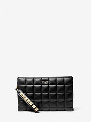 Extra-Large Quilted Leather Wristlet - BLACK - 32H1GT9C4L