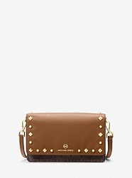 Jet Set Small Studded Faux Leather and Logo Smartphone Crossbody Bag - BROWN/LUGGAGE - 32H1GT9C5B