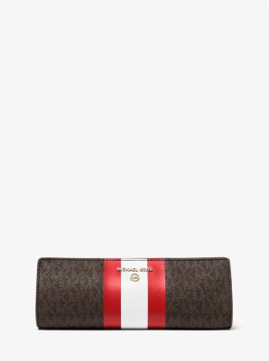Small Logo Stripe Pencil Case in BRIGHT RED | Michael Kors