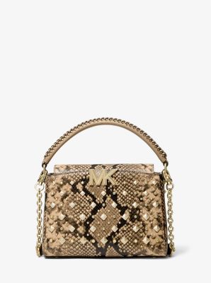 Mini Dome Bag Snakeskin Embossed Polyester Double Handle