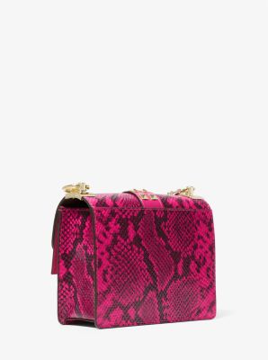 Greenwich Small Studded Snake Embossed Leather Crossbody Bag 