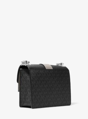 Buy Michael Kors Greenwich Small Two-Tone Logo Saffiano Leather Crossbody  Bag, Black Color Women